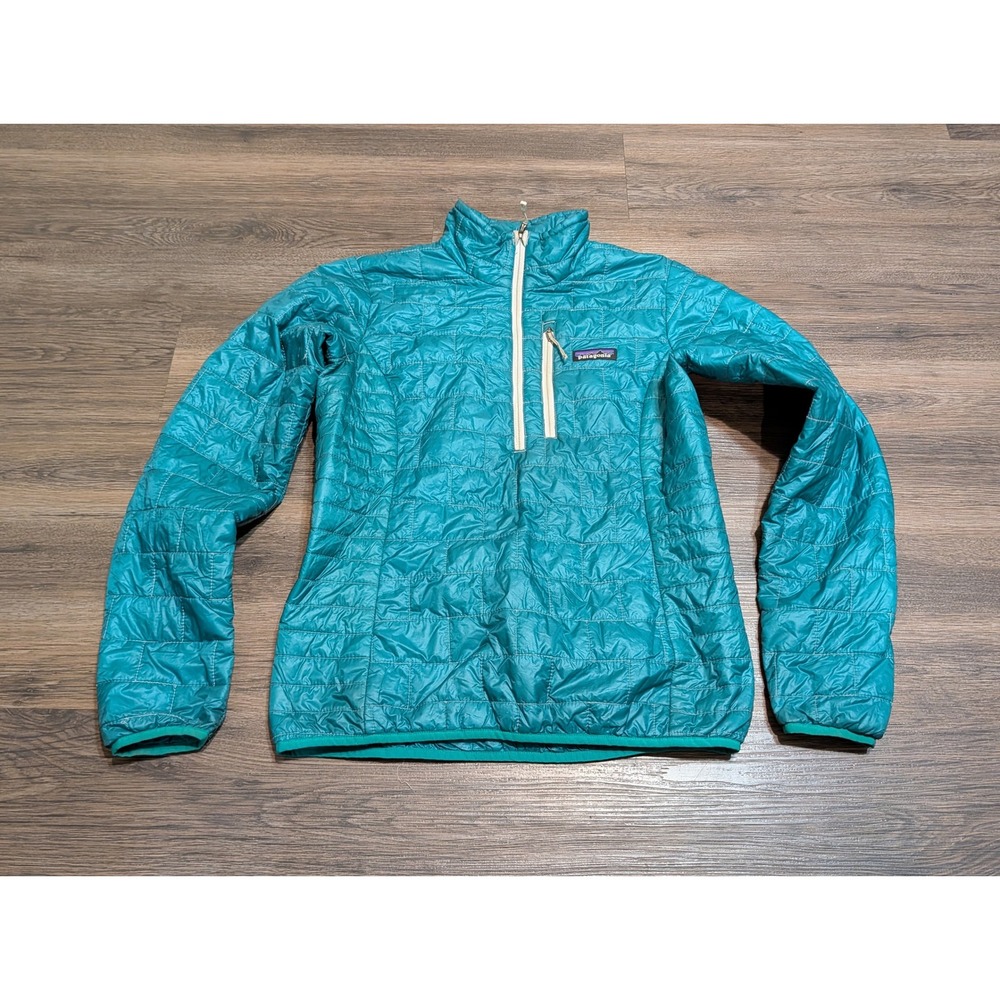Patagonia Nano Puff Pullover Womens S Teal Green Half Zip PrimaLoft Gorpcore